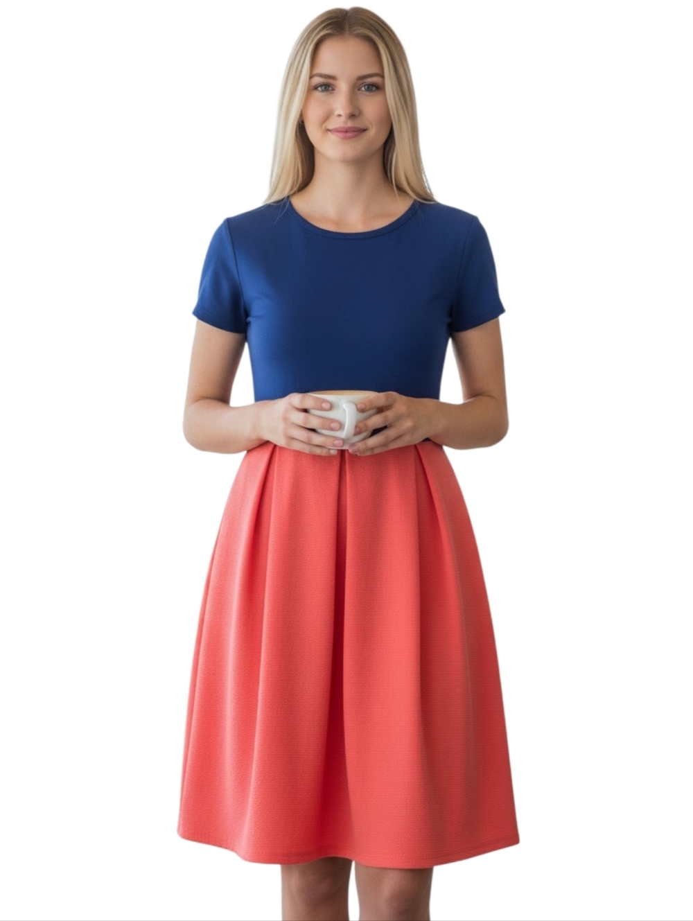 LuLaRoe Amelia Colorblock Pink Blue Small